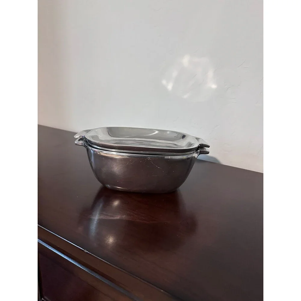 Nambe 13 Vintage Dutch Oven Metal With Lid Alloy Polished Aluminum Rectangle